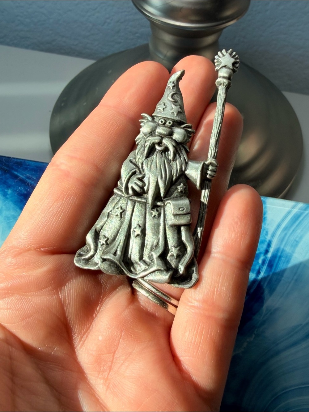 Signed JJ Jonette Pewter Wizard Brooch